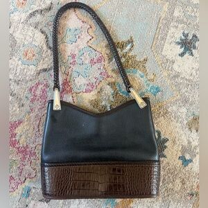 Brighton 🖤 Vintage Gina Pebbled Leather Hobo Bag w/ Brown Croc 🐊